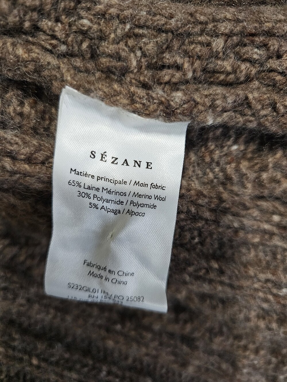 NWT! Sezane Andina Thick Wool Blend Cable Knit Cardigan Heather Brown Size XXS - Picture 8 of 9